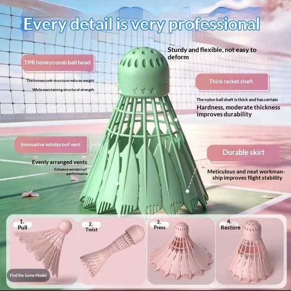 Mørk natt LED badminton lysende baller lysende badmi Pink 3pcs