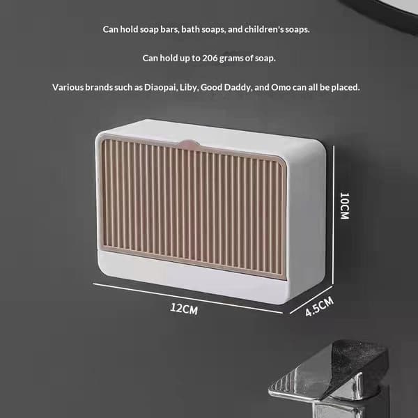 Väggmonterad fällbar dränerande tvålkopp med dammtätt lock Gray 1 grid