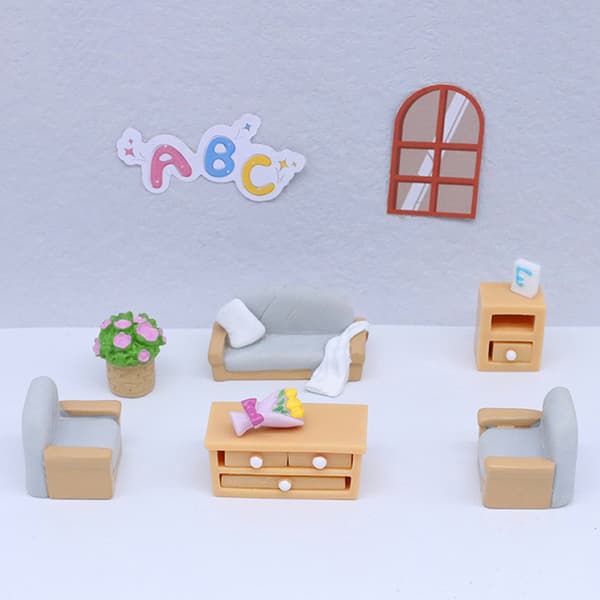 Dukkehus Miniaturemøbler Sofastol Skrivebordsstol DIY Dollh E