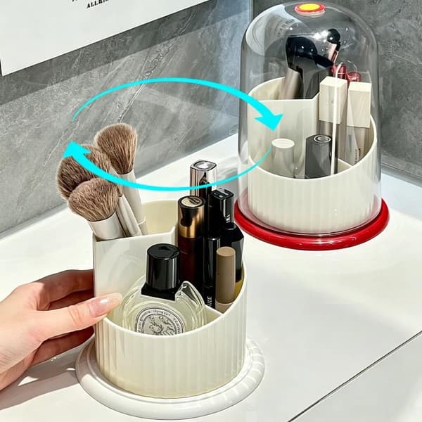 Roterende makeupbørsteorganisator med støvtæt klart låg Mult A3