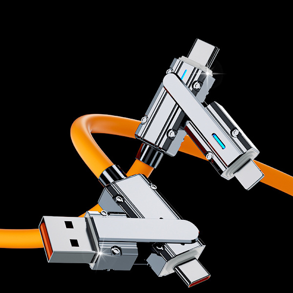 Ny 100W 2 i 2 PD Rask USB-kabel for/ære uttrekkbar portab White 2m