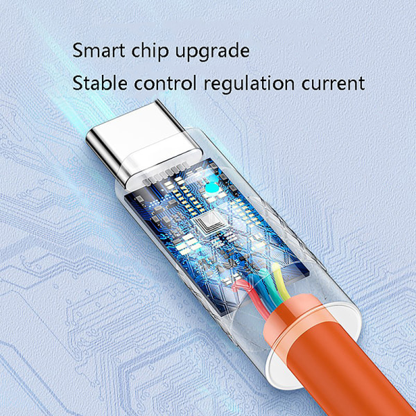 120W hurtiglading flytende silikonkabel Type-C lader Lysende Micro USB 1M