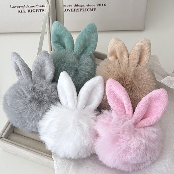 Kawaii Ears Pompom nøkkelring myk fluffy pels Nøkkelringveske P Gray