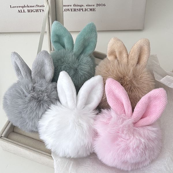 Kawaii Ears Pompom nøkkelring myk fluffy pels Nøkkelringveske P Green