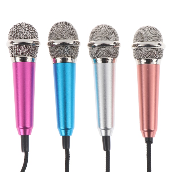 Bærbar 3,5 mm Stereo Studio Mic KTV Karaoke Mini Mikrofon Rose red