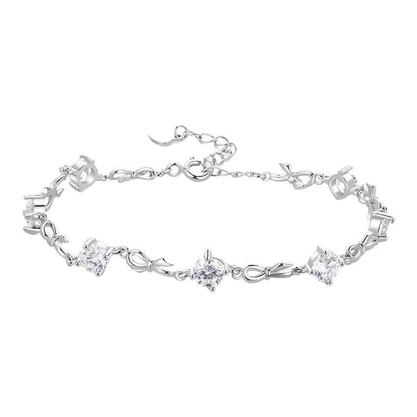 1 st silverrosettarmband med glänsande kubisk zirkonia justerbart C
