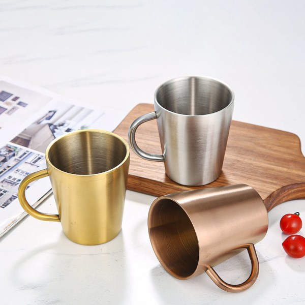 300 ml dobbeltlags vannkopp for hjemmeservering Drikkevarekrus Stainles Silver