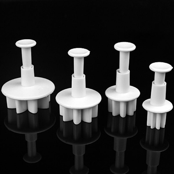 4X Kake Fondant Sukkerkunst Dekor Cookie Form Støpeform Stempel Dais