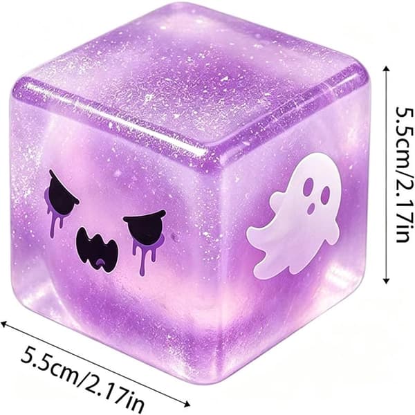 Halloween-kuutio, läpinäkyvä glitter-maltoosilelu A8