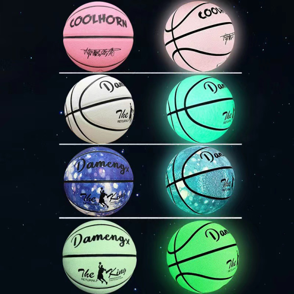 Night Glow Basketball Pu Blødt Læder Udendørs Anti Slip Basketb Starry sky color Number 7 ball