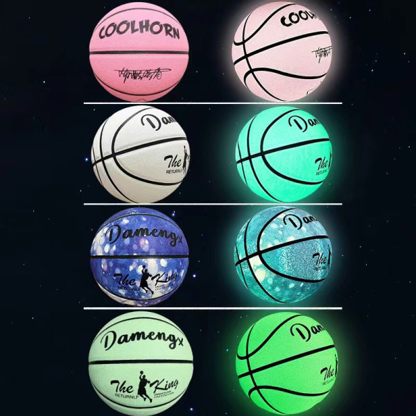 Night Glow Basketball Pu Mjukt Läder Utomhus Anti Slip Basketb blue Number 5 ball