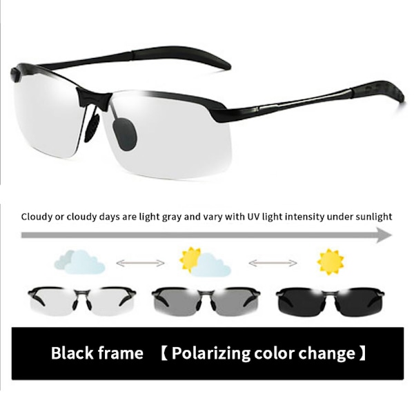 Polarisoidut aurinkolasit Miesten Photochromism Square Sun Glasses Out A