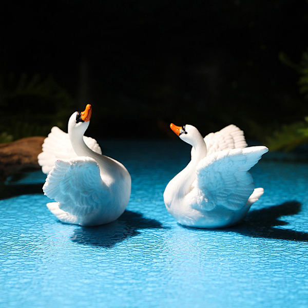 Mini White Swan Decoration Goose Figurine Dollhouse Micro Lands A3