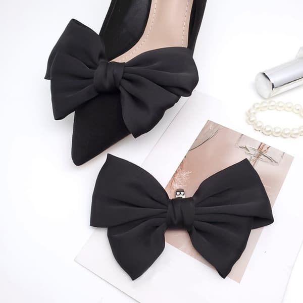 1 par eleganta bowknot-skor Spänne för kvinnor Enfärgade prickar S Pink