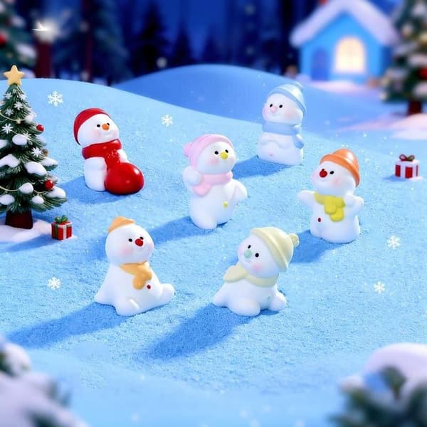 6 stk. jule-mini-snømannpynt, jule-mini-snømenn 6pcs