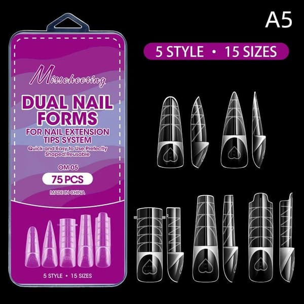 75 stk. Dual Forms Negle Udvide Hurtig Opbygning UV Gel Form Negle Ex A4
