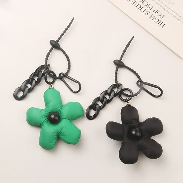 Nøglering Sort Grøn Par Matchende Taske Charm Flower Accessor Black
