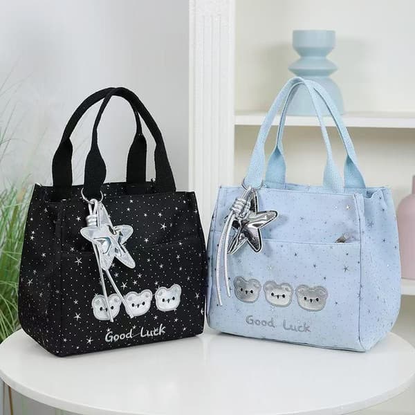 Bjørnehode-trykk Glitrende Stjerne Uformell Tote Bag Kontorarbeid Light green