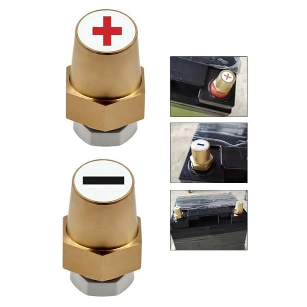 2 stk. sekskantede terminalstik i messing til bilbatteri positiv
