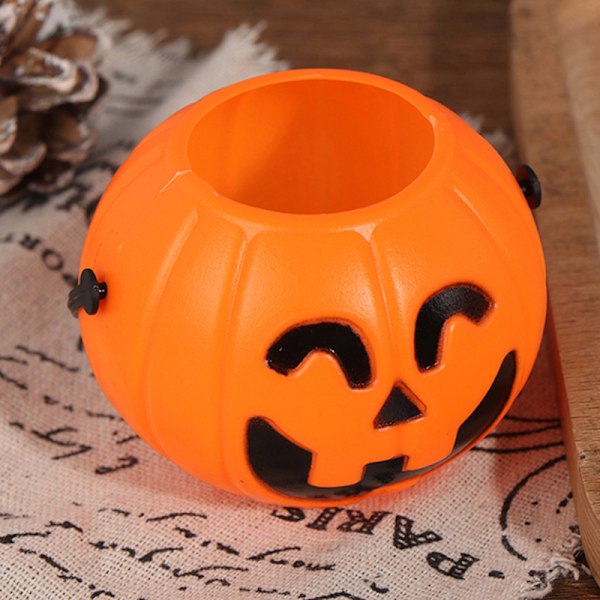 Halloween Christams Party Props Plastik Græskar Spand Sukker Bo C