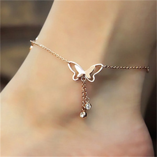 Simplicity Butterfly Ankles Mode Justerbar Ankel Armbånd Gold
