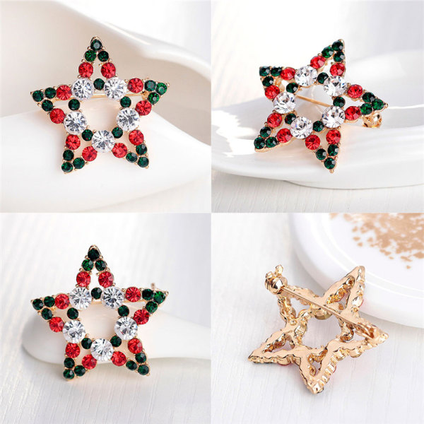 1X Hot Fashion Star Crystal Rhinestone Snowman Julebroche Multi