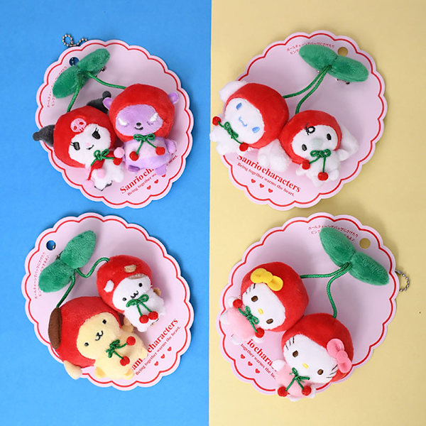 Cherry plysch docka hänge Kawaii mjuk fylld nyckelring prydnad A3