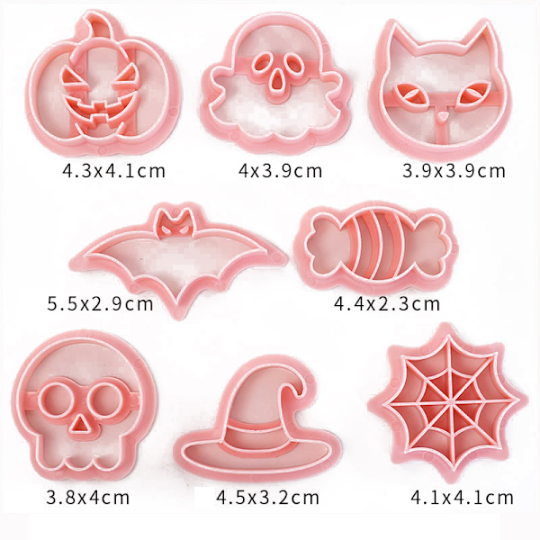 8 stk Halloween kakeformsett Gresskar trykkbar kakeform B