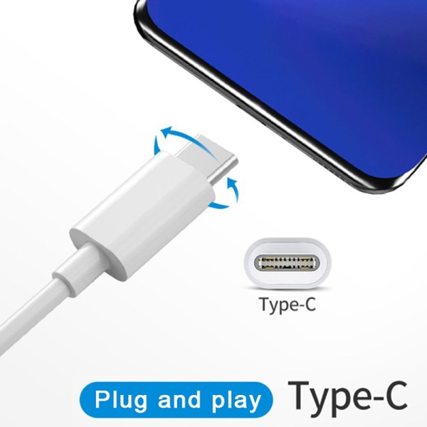 Type C til 3,5 mm Aux Adapter Type-c 3,5 Jack o Kabel Hodetelefon C Black