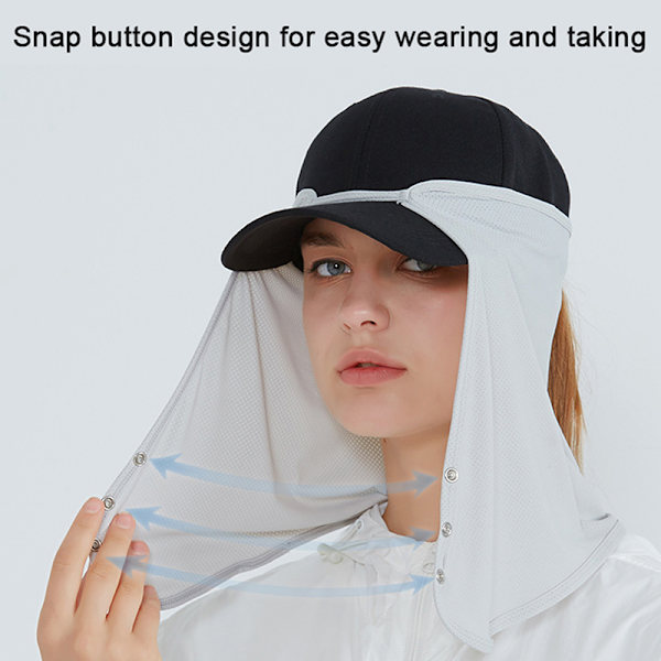 Snabbtorkande cap Face Neck Cap UV-skydd Black