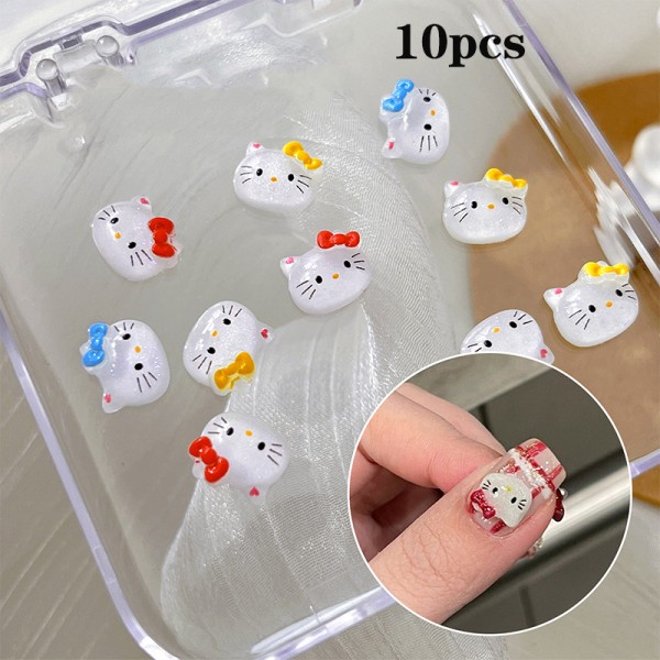 10st 3D KT Nail Art Dekoration e Cartoon Resin Nail Ornament M Red