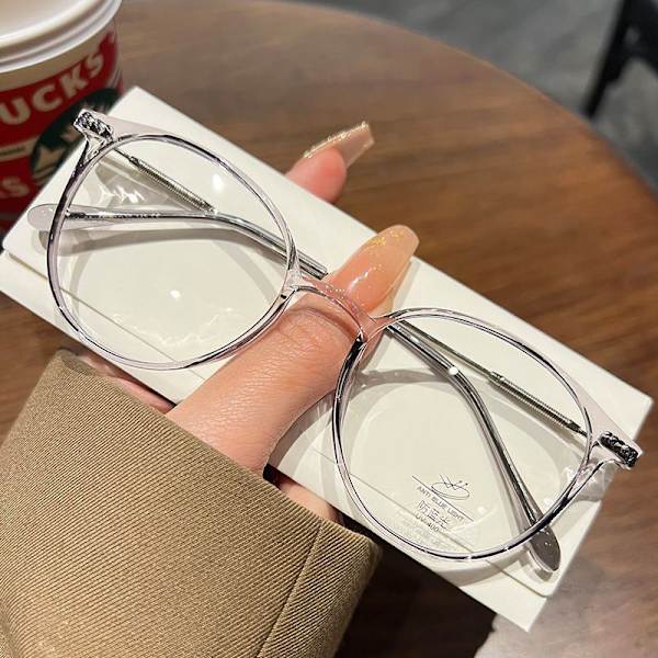 Antistrålningsglasögon med rund metallram Glasögon för kvinnor Transparent gray