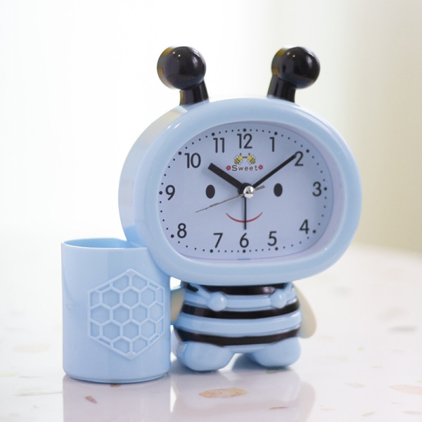 Creative Pen Holder Biformet vækkeur Quartz Beep Clock De Blue