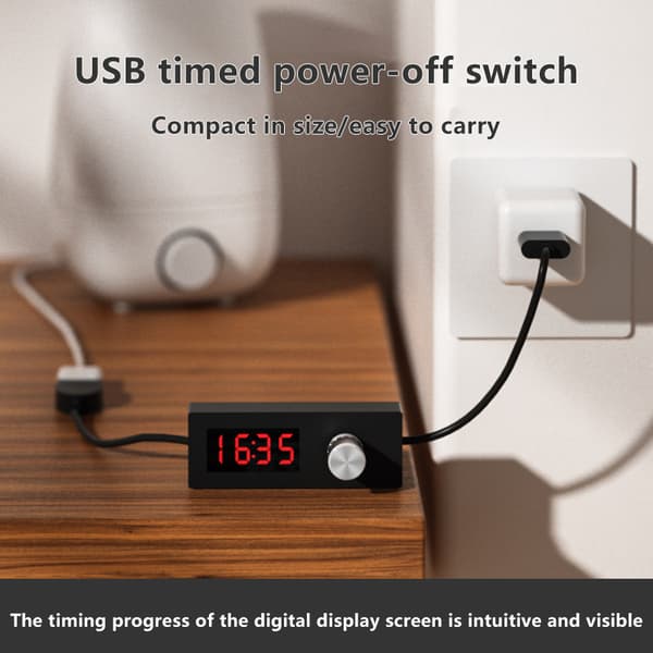 24-timers automatisk nedlukningstimer Digital nedtællingstimer USB-kontakt 1Pcs