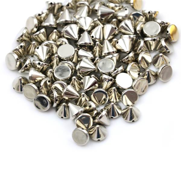 100 st 10 mm dubb Rund Spike Nit Craft Bag Läder DIY Silver