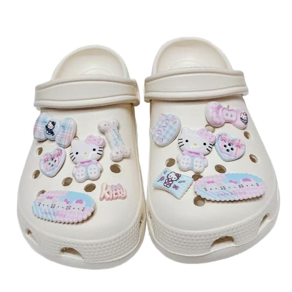 12 stk. e Bow Bone Hello Kitty sko charms dekoration til træsko sandaler