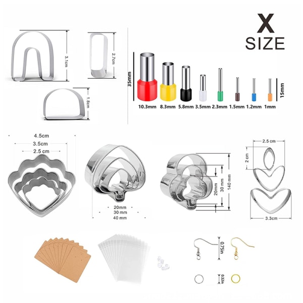 123 PCS Polymer Clay Earrings ters Set Mini Geometric Shape Han
