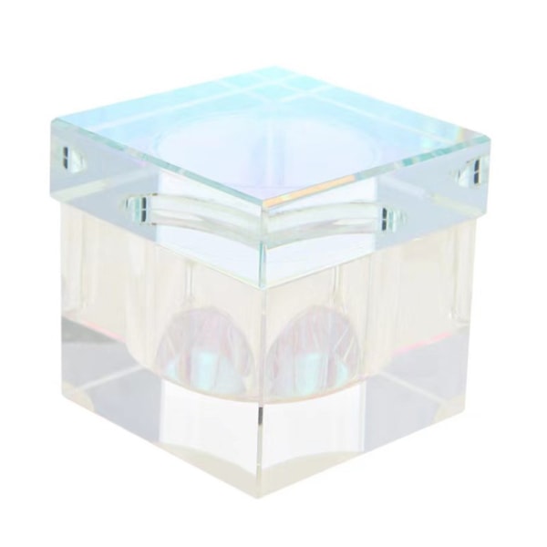 Fyrkantig glaskristall Dappen skål metalllock Akryl vätska P Multicolor