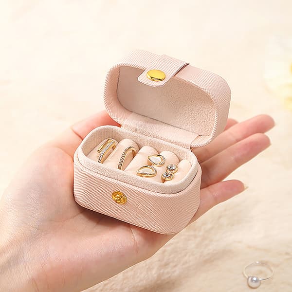 Ring Box Bärbar Smycken Förvaring Box Läder Förvaring Ring Jewe Gray