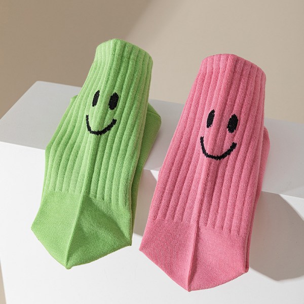 Smilende ansikt Dame Sokker Kawaii e Funny Cotton Sokker Glad Varm A1