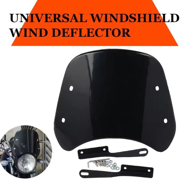 Motorcykel Universal Sort Forrude Vindafviser Vindskærm Black