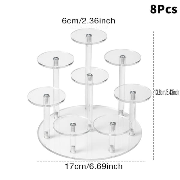 6/8/10-delt rund basedisplaystander Transparent 8 bases