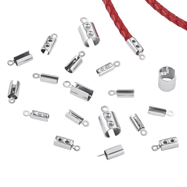 50/100 stk. crimp-endestykker i rustfrit stål, lædersnorclips E 50PCS