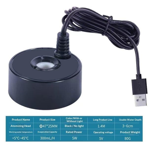5V USB Mist Maker Fogger Nebulizer Vattenfontän Akvarium Damm A1