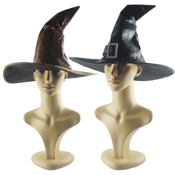 Leather Witch Wizard Hats Party Hodeplagg Halloween Party Rekvisitter Black