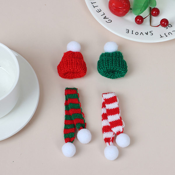 2 Stk Xmas Mini Skjerf Lue Dekor Dukke Klær Tilbehør Jul A4