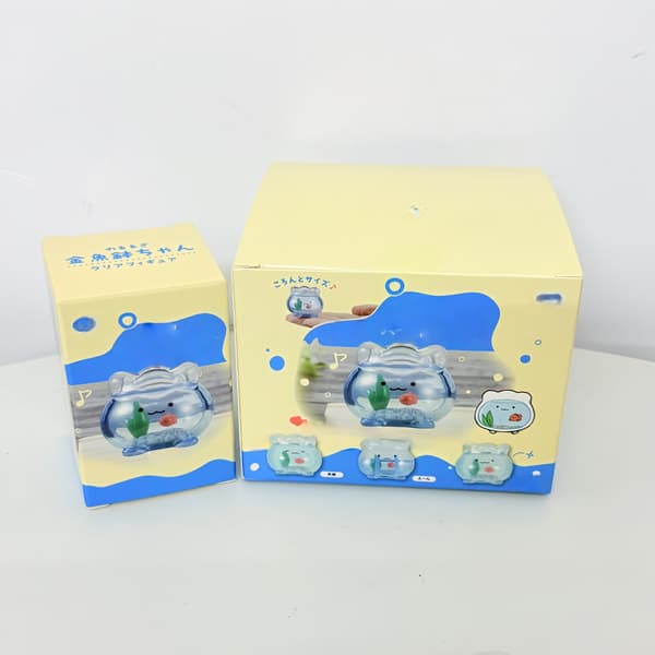 1 stk Mini Gjennomsiktig Gullfisk Tank Jun Expression Blind Box Mi