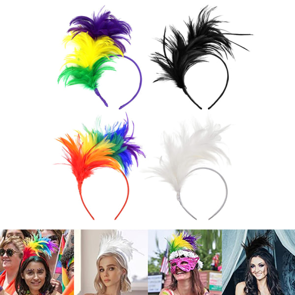 Farverig Mardi Gras fjer pandebånd Flapper Hovedstykke Voksen Pa Multicolor 1