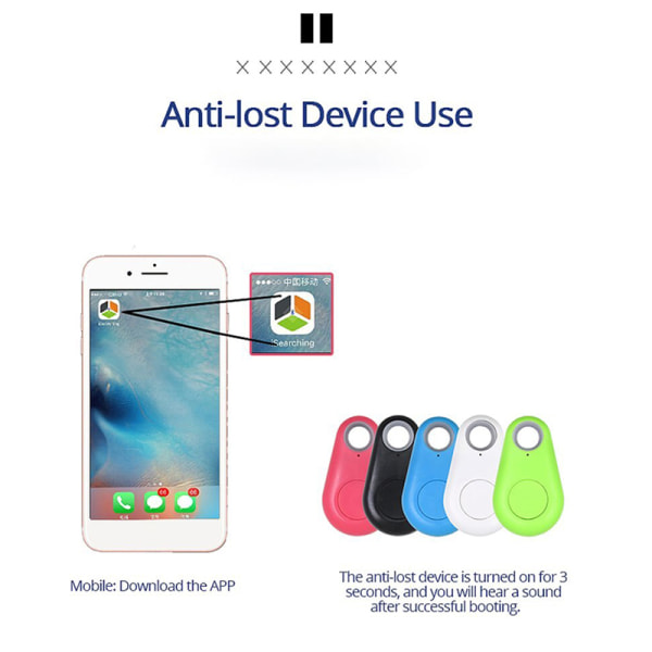 Vanddråbe Bluetooth Anti-tabt Tracker To-vejs Kæde Objekt Fin Blue