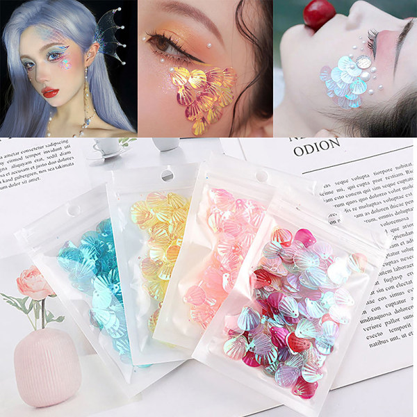 1 pose Shell Fish Scale Paljetter Eye Face Stickers Makeup Rhinest A2